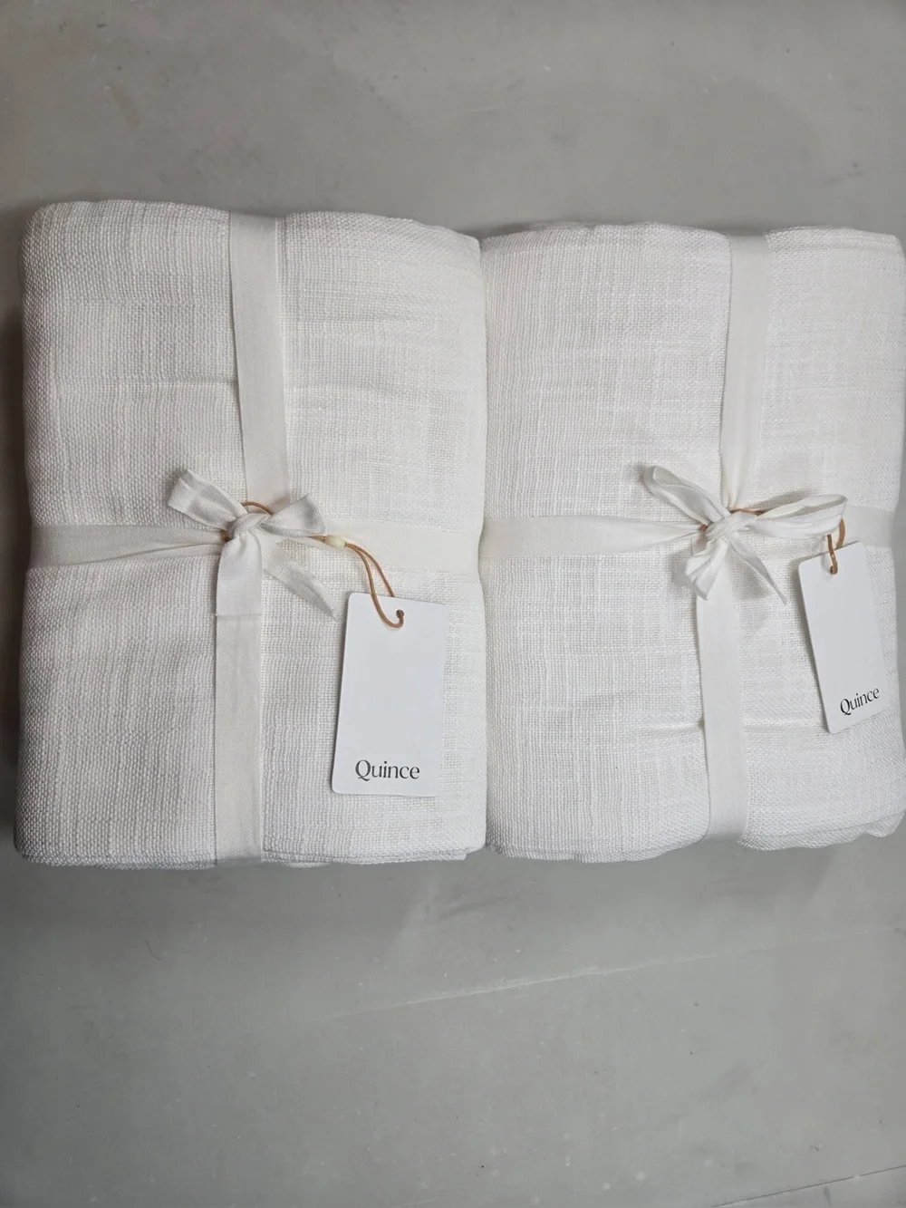 NWT QUINCE Set Of 4 48x84 Cotton Sheer Curtains White 0764